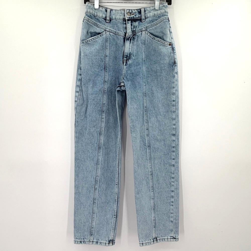 Roxy High Waisted Mum Jeans Light Blue Acid Wash Size 27